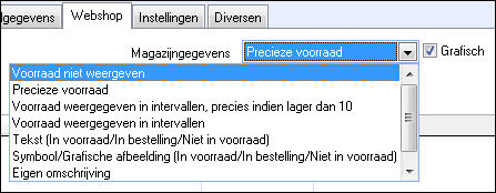 Voorraadstatus van artikelen in de webshop weergeven